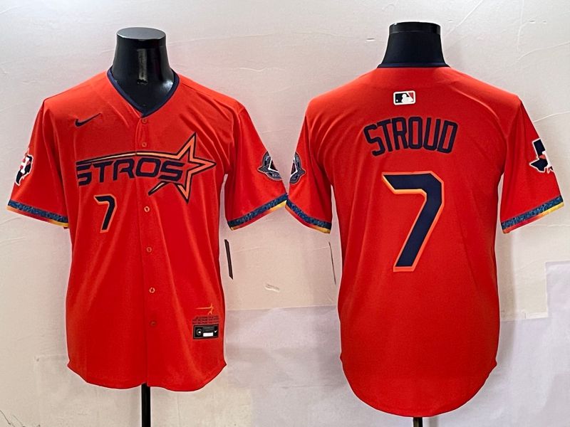 Men Houston Astros #7 Stroud Orange Five generation Joint Name Nike 2025 MLB Jersey style 4